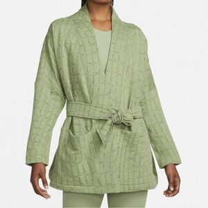 Nike Yoga Therma-FIT Luxe Womens Jacquard Top Reversible Oil Sage Green belted